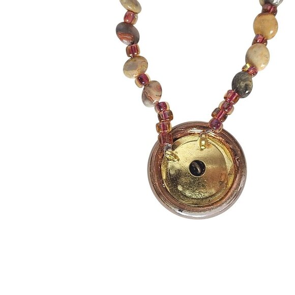 Vintage Multicolor Beads Stones Dragonfly Pendant Necklace - Picture 6 of 7